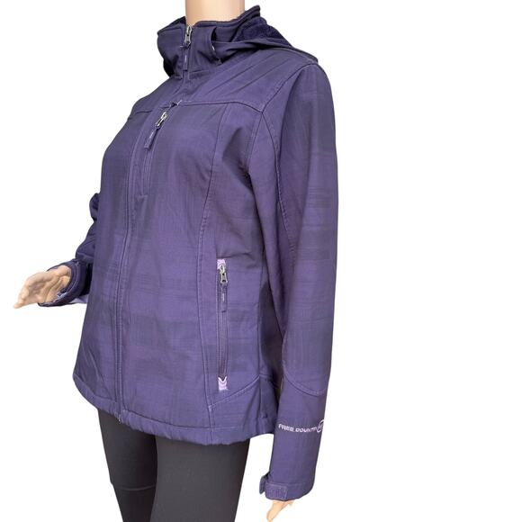 Free Country M Purple Hooded Soft Shell Jacket Full Zip Active Outdoor Coat - Picture 4 of 15